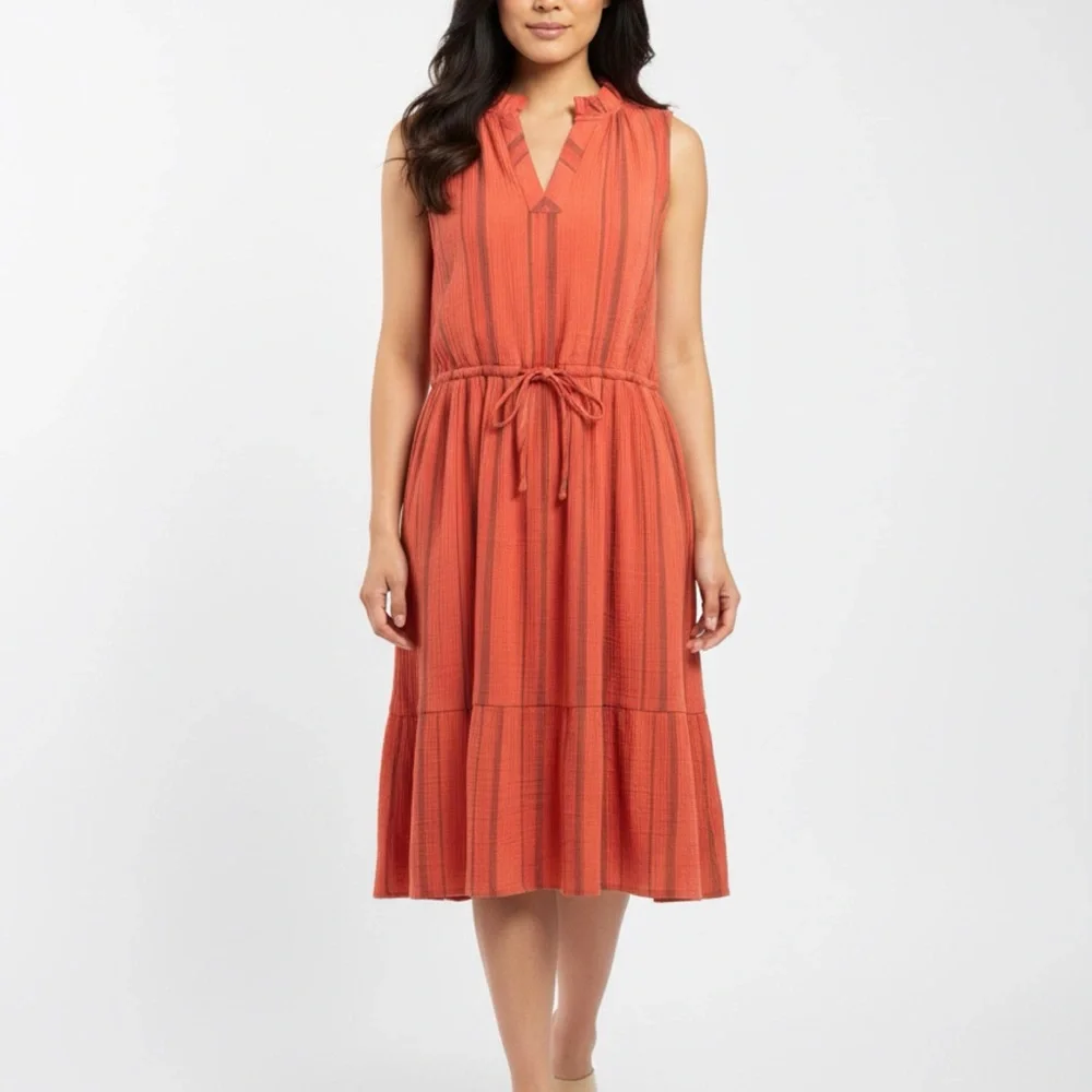 Sundance Terracotta Sleeveless Midi Dress - Picture 1 of 5